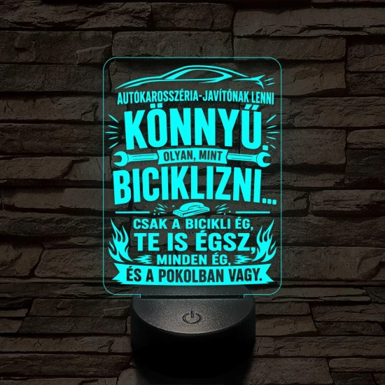 Autókarosszéria lakatos szakma lámpa – 7 színű, színváltós 3D LED lámpa