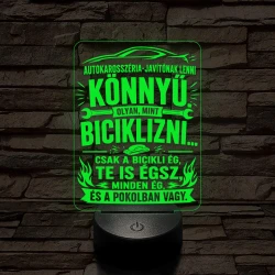 Autókarosszéria lakatos szakma lámpa – 7 színű, színváltós 3D LED lámpa