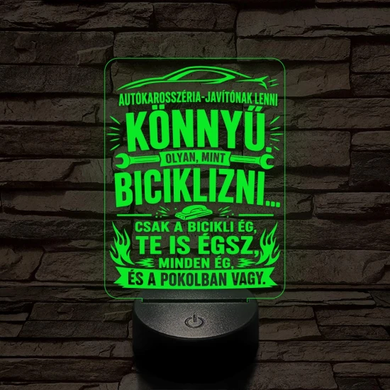 Autókarosszéria lakatos szakma lámpa – 7 színű, színváltós 3D LED lámpa