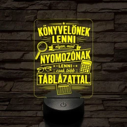 Könyvelő szakma lámpa – 7 színű, színváltós 3D LED lámpa