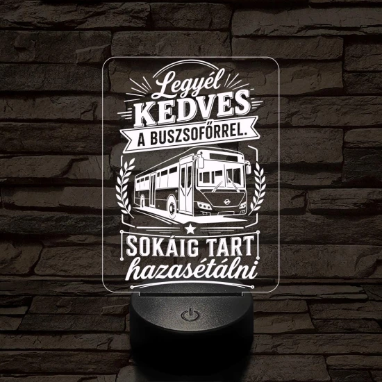 Buszsofőr szakma lámpa – 7 színű, színváltós 3D LED lámpa