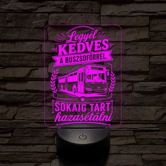 Buszsofőr szakma lámpa – 7 színű, színváltós 3D LED lámpa