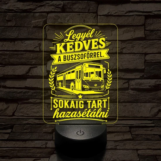 Buszsofőr szakma lámpa – 7 színű, színváltós 3D LED lámpa