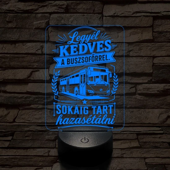 Buszsofőr szakma lámpa – 7 színű, színváltós 3D LED lámpa