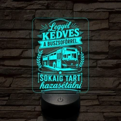 Buszsofőr szakma lámpa – 7 színű, színváltós 3D LED lámpa