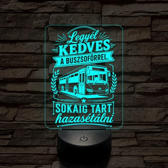 Buszsofőr szakma lámpa – 7 színű, színváltós 3D LED lámpa