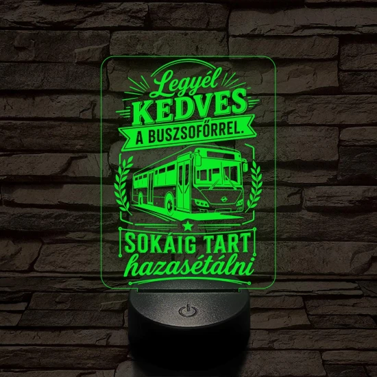 Buszsofőr szakma lámpa – 7 színű, színváltós 3D LED lámpa