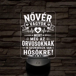 Hős Nővérek szakma lámpa – 7 színű, színváltós 3D LED lámpa