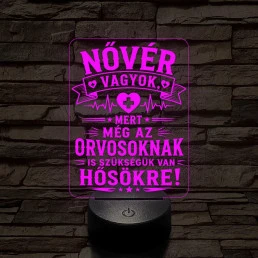 Hős Nővérek szakma lámpa – 7 színű, színváltós 3D LED lámpa