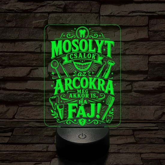Fogorvos szakma lámpa – 7 színű, színváltós 3D LED lámpa