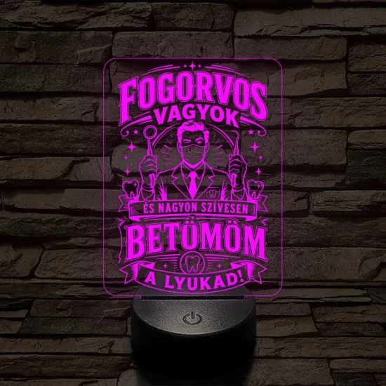 Fogász szakma lámpa – 7 színű, színváltós 3D LED lámpa