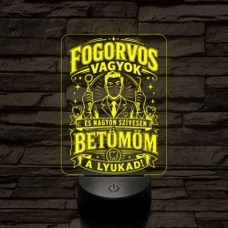 Fogász szakma lámpa – 7 színű, színváltós 3D LED lámpa
