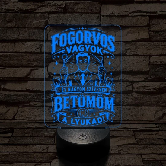 Fogász szakma lámpa – 7 színű, színváltós 3D LED lámpa