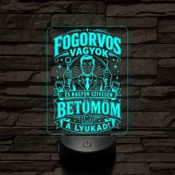 Fogász szakma lámpa – 7 színű, színváltós 3D LED lámpa