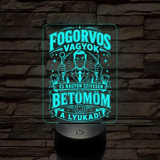 Fogász szakma lámpa – 7 színű, színváltós 3D LED lámpa