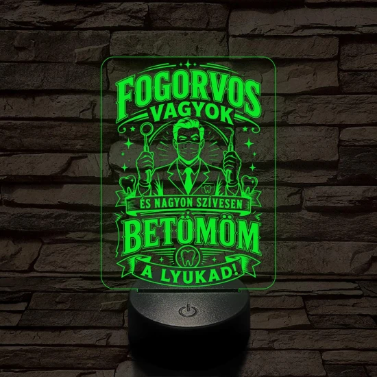 Fogász szakma lámpa – 7 színű, színváltós 3D LED lámpa