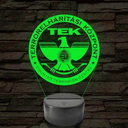 TEK Terrorelhárítási Központ embléma - 7 színű, színváltós LED lámpa