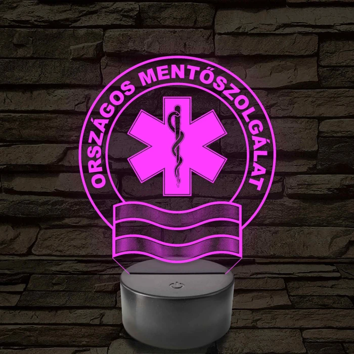 Országos Mentőszolgálat OMSZ embléma - 7 színű, színváltós LED lámpa