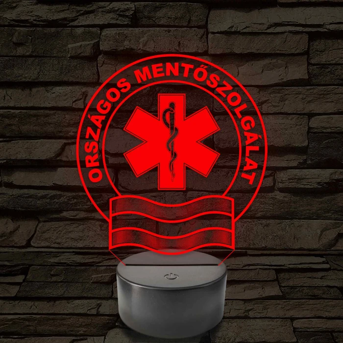 Országos Mentőszolgálat OMSZ embléma - 7 színű, színváltós LED lámpa