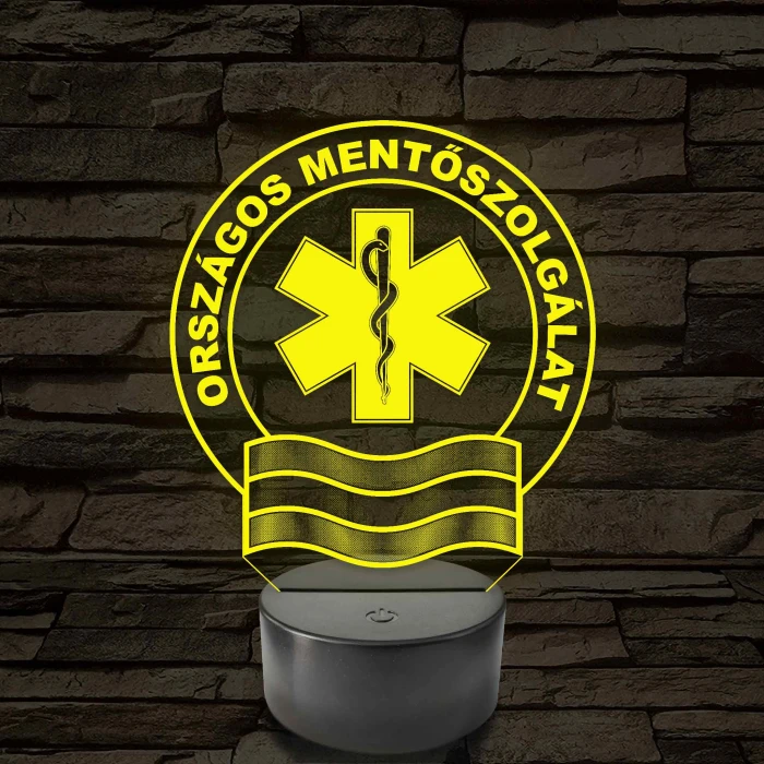 Országos Mentőszolgálat OMSZ embléma - 7 színű, színváltós LED lámpa