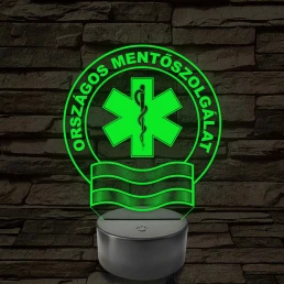 Országos Mentőszolgálat OMSZ embléma - 7 színű, színváltós LED lámpa