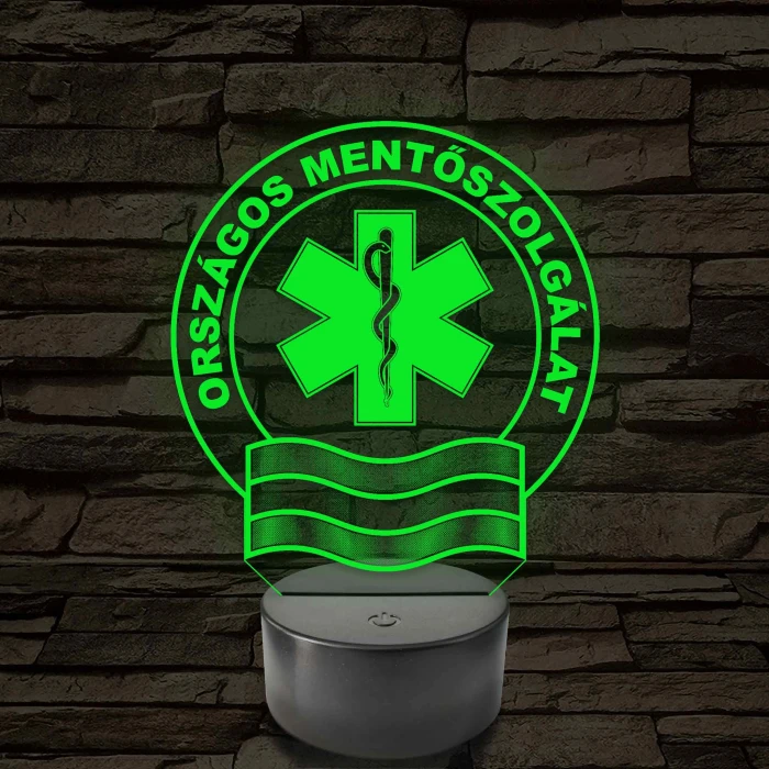 Országos Mentőszolgálat OMSZ embléma - 7 színű, színváltós LED lámpa