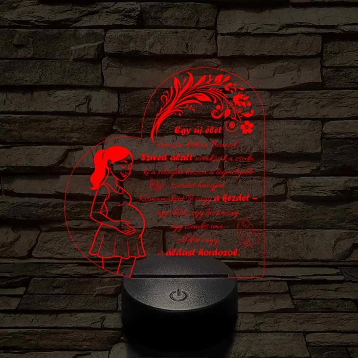 Egy új élet kismama szívforma 7 színű 3D led lámpa