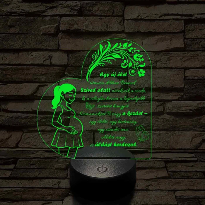 Egy új élet kismama szívforma 7 színű 3D led lámpa