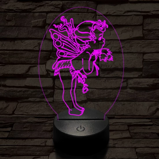 Angyalka 7 színű 3D led lámpa