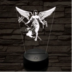 Gábriel arkangyal 7 színű  3D led lámpa