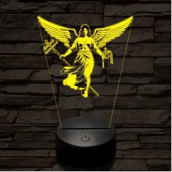 Gábriel arkangyal 7 színű  3D led lámpa
