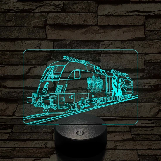 Sziszis Taurus mozdony - 7 színű, színváltós 3D LED lámpa