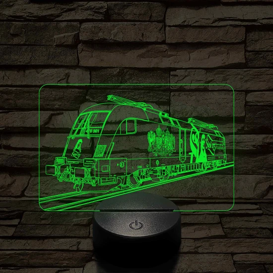 Sziszis Taurus mozdony - 7 színű, színváltós 3D LED lámpa