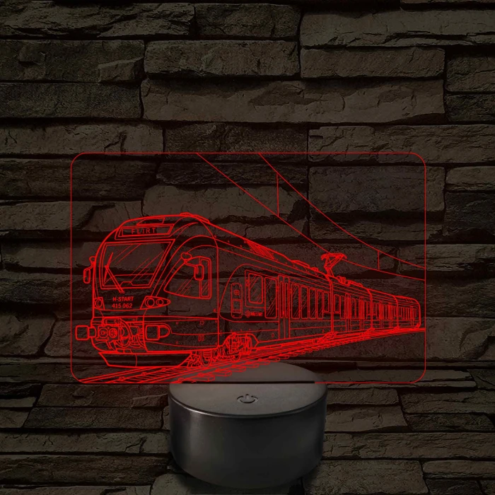 Flirt mozdony - 7 színű, színváltós 3D LED lámpa