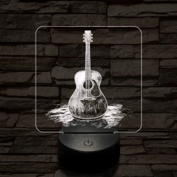 Akusztikus gitár 7 színű valósághű 3D led lámpa
