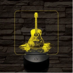 Akusztikus gitár 7 színű valósághű 3D led lámpa