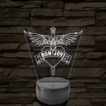 Bon Jovi Heart & Dagger szív és tőr grafika - 7 színű, színváltós LED lámpa