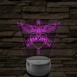 Bon Jovi Heart & Dagger szív és tőr grafika - 7 színű, színváltós LED lámpa