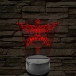 Bon Jovi Heart & Dagger szív és tőr grafika - 7 színű, színváltós LED lámpa