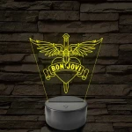 Bon Jovi Heart & Dagger szív és tőr grafika - 7 színű, színváltós LED lámpa