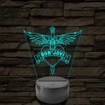 Bon Jovi Heart & Dagger szív és tőr grafika - 7 színű, színváltós LED lámpa