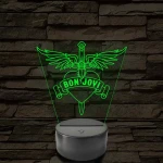 Bon Jovi Heart & Dagger szív és tőr grafika - 7 színű, színváltós LED lámpa