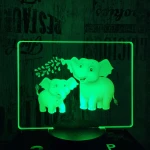 Elefánt anya és bébi 7 színű valósághű 3D led lámpa