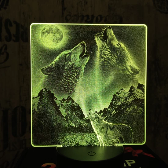 Vonyító farkasok 7 színű valósághű 3D led lámpa