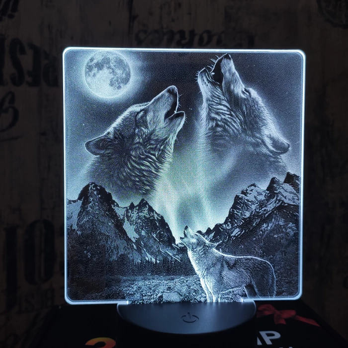 Vonyító farkasok 7 színű valósághű 3D led lámpa