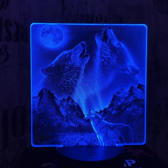 Vonyító farkasok 7 színű valósághű 3D led lámpa