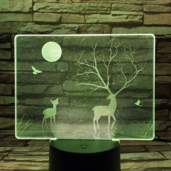 Szarvas a holdfényben 7 színű valósághű 3D led lámpa
