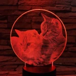Két cica 7 színű valósághű 3D led lámpa