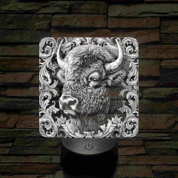 Bölény-fej 7 színű valósághű 3D led lámpa