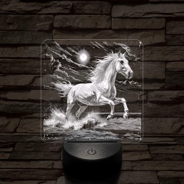 Vizen vágtázó ló   7 színű valósághű 3D led lámpa